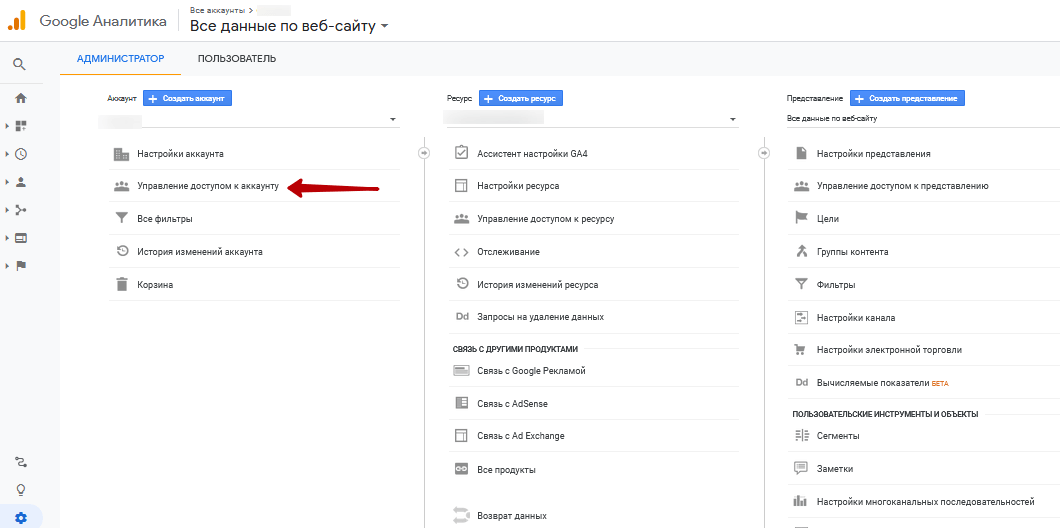 доступ к Google Analytics