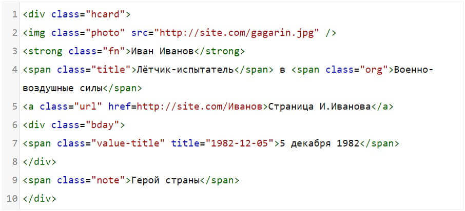 Code section using microformats | WEDEX