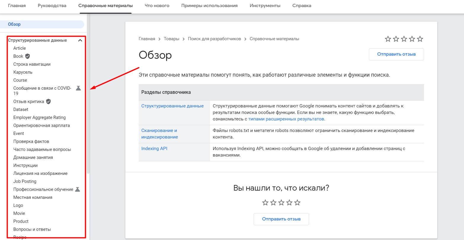 Список підтримуваних мікророзміток від Гугл | WEDEX