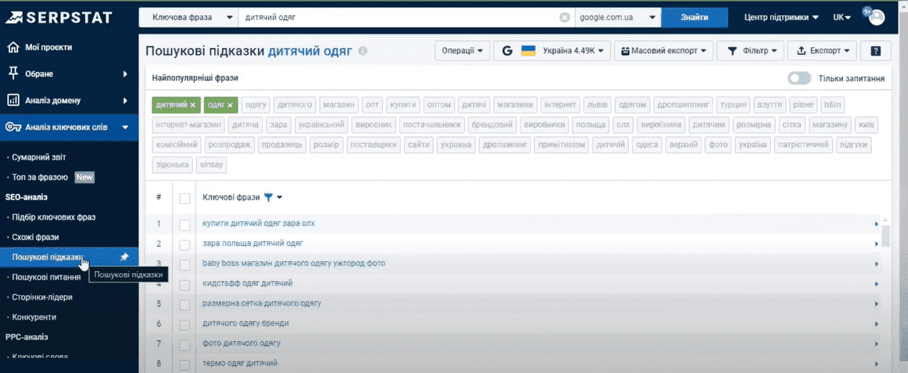Search tips Serpstat | WEDEX