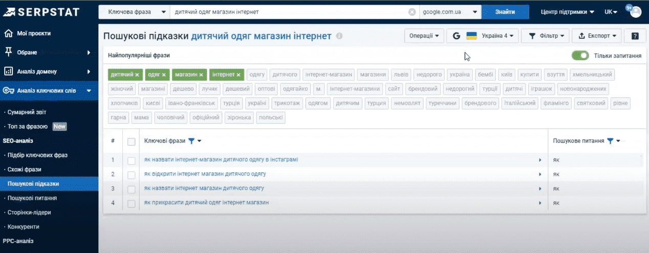 Search tips Serpstat | WEDEX