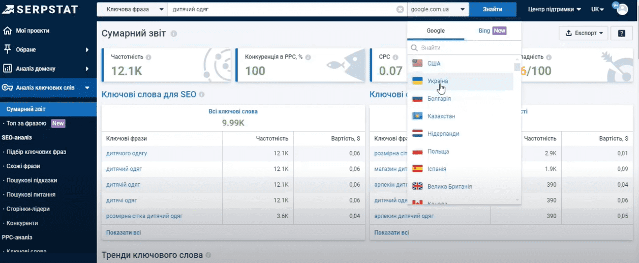 Summary report Serpstat  | WEDEX