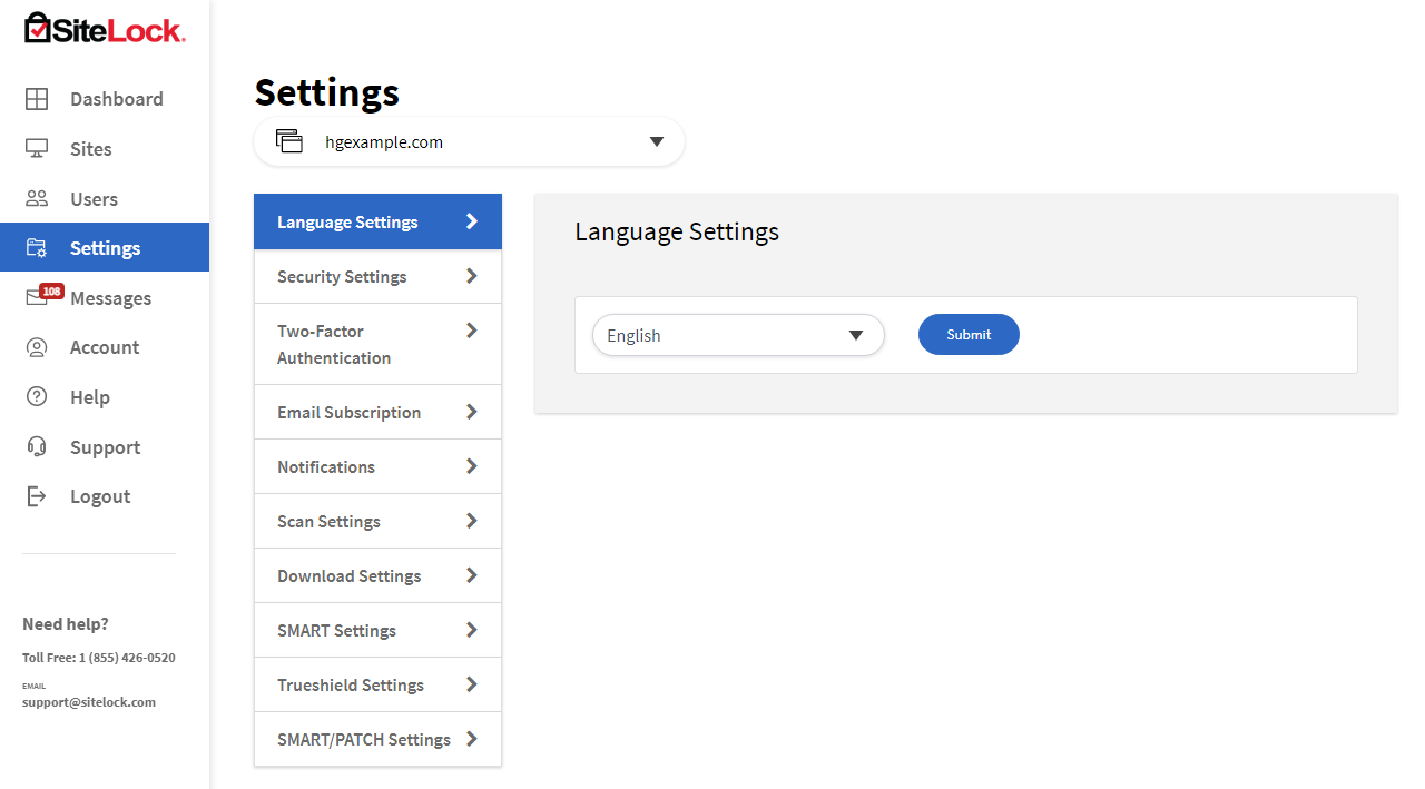SiteLock Dashboard Settings | WEDEX