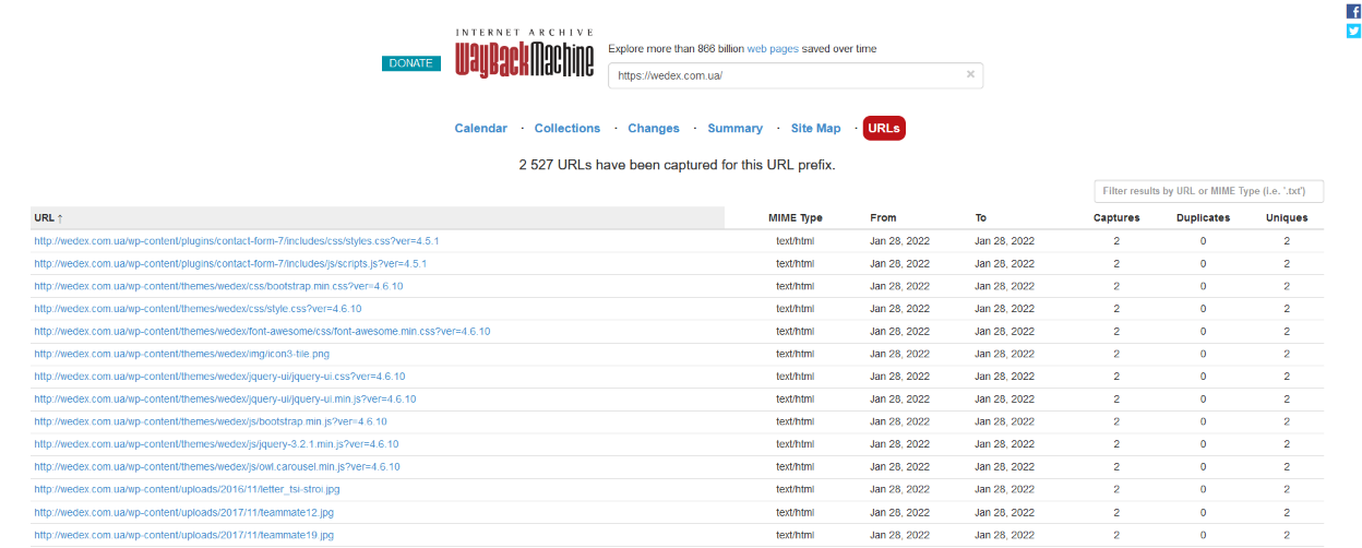 How to work with the web archive | WEDEX