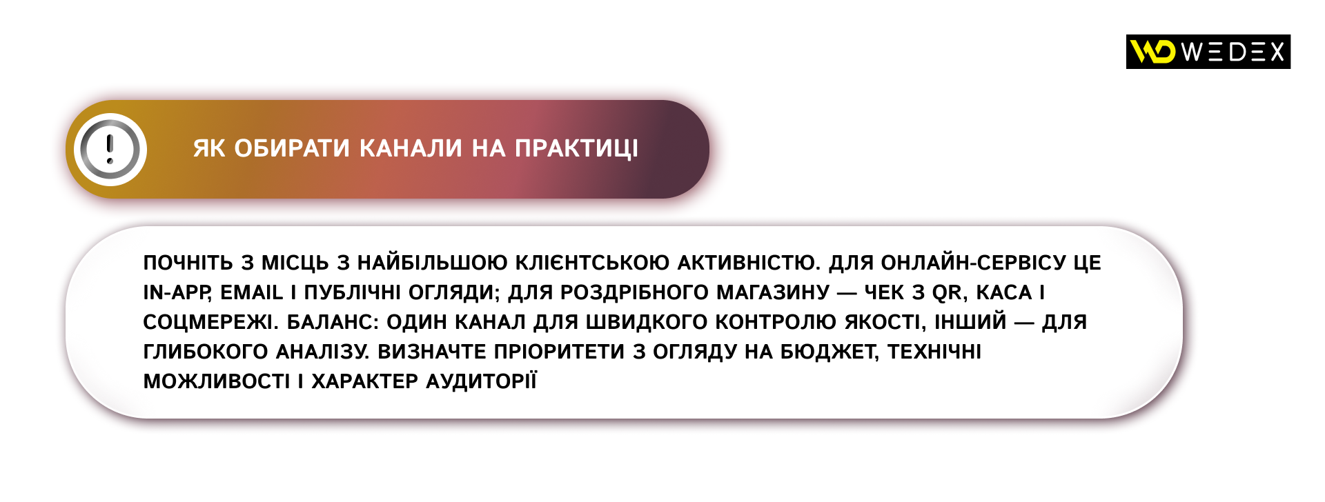 Як обирати канали на практиці | WEDEX